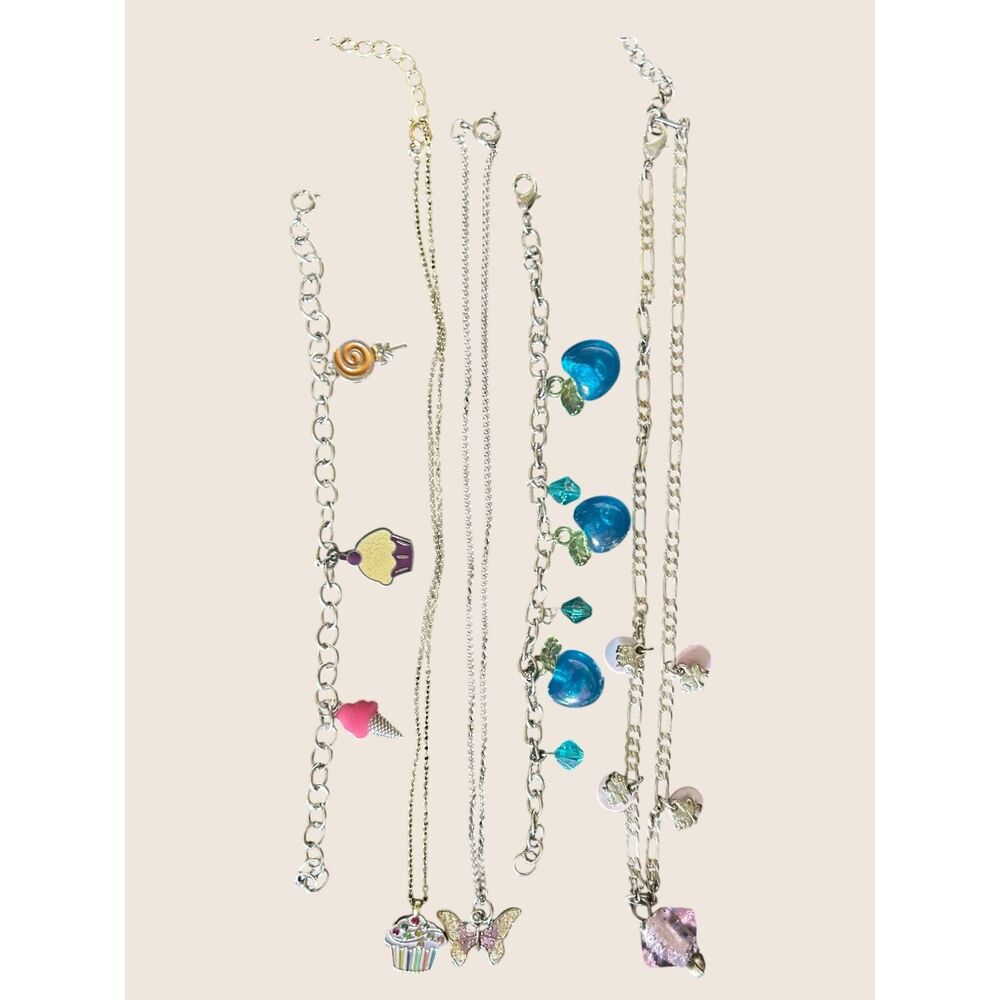 🍭 VTG Y2K KIDCORE CANDY APPLE YIN YANG CUPCAKE FROG BFF NECKLACE BRACELET LOT